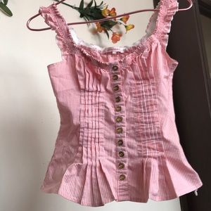 Ruffled Empire Striped Top